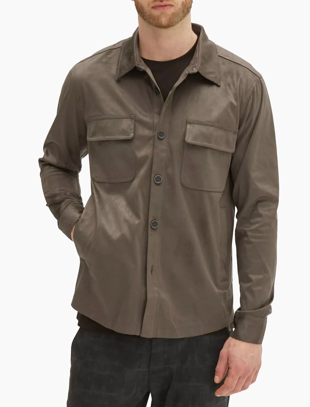 ROBERT BARAKETT RENOIR PATCH POCKET SHIRT GREEN