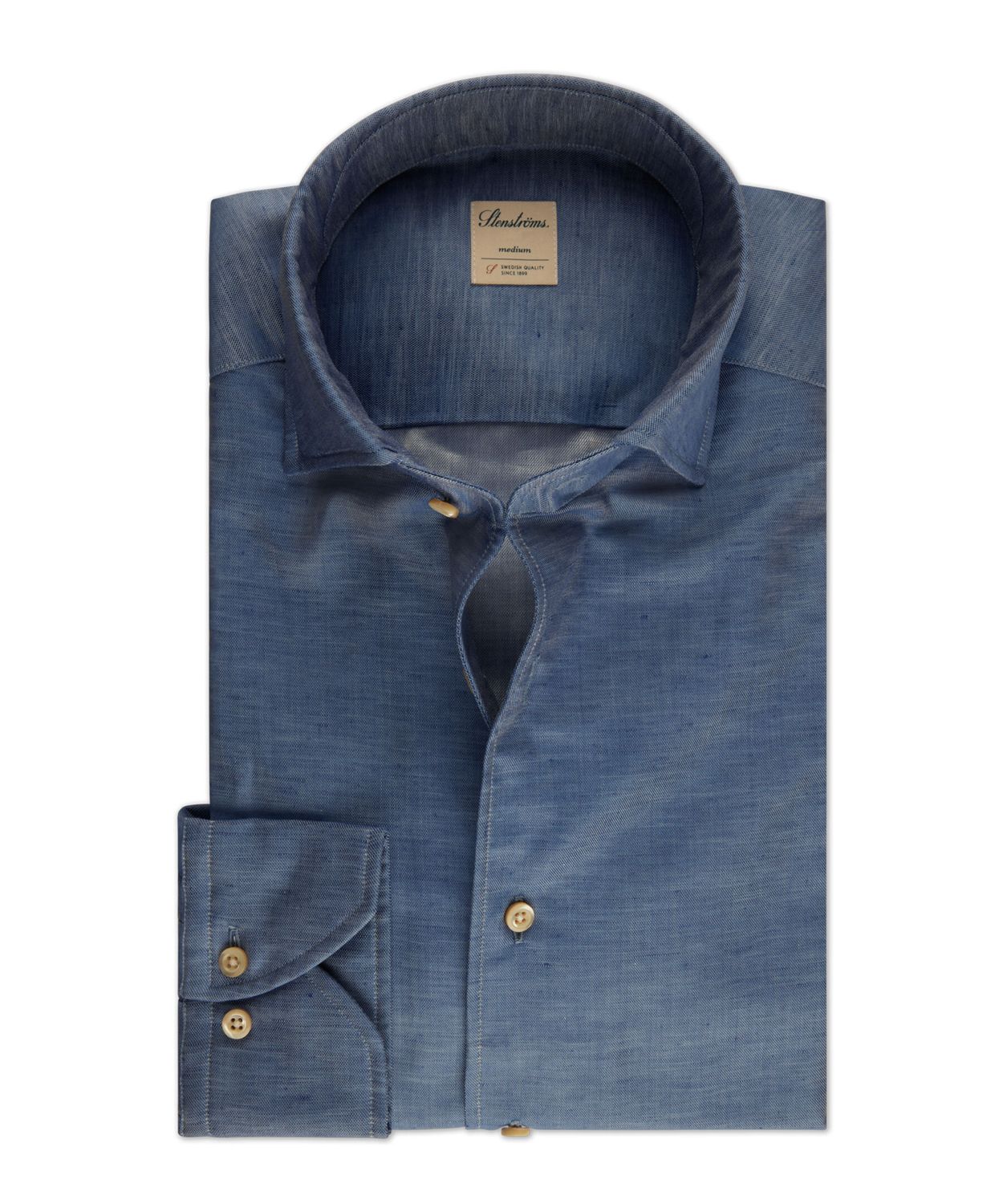 Stenstroms Blue Cotton/Linen Twill Shirt