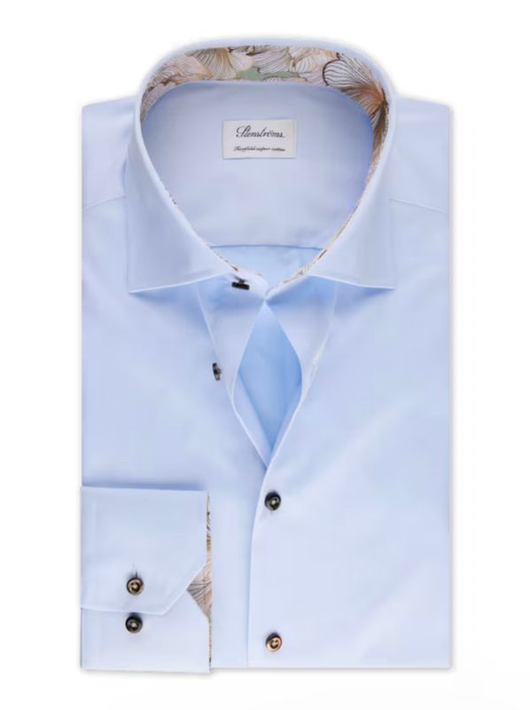 Stenstroms Light blue Contrast Twill Shirt Slimline