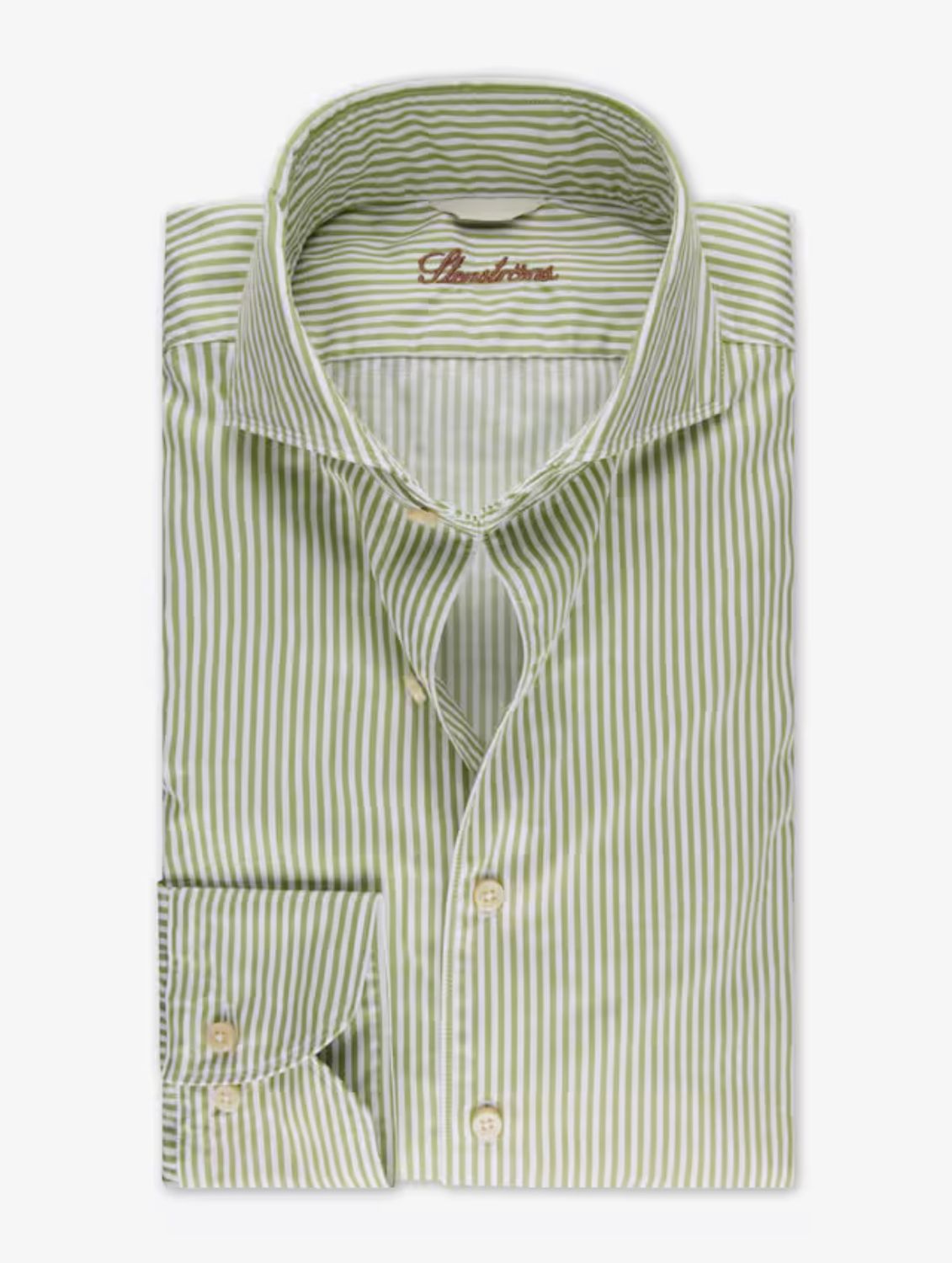 Stenstroms Green Striped Twill Fitted Body