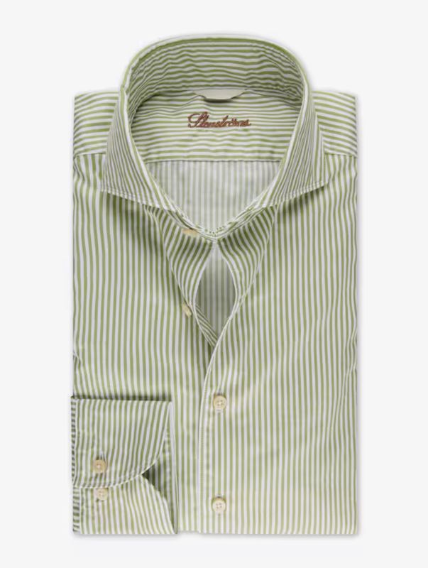 Stenstroms Green Striped Twill Fitted Body