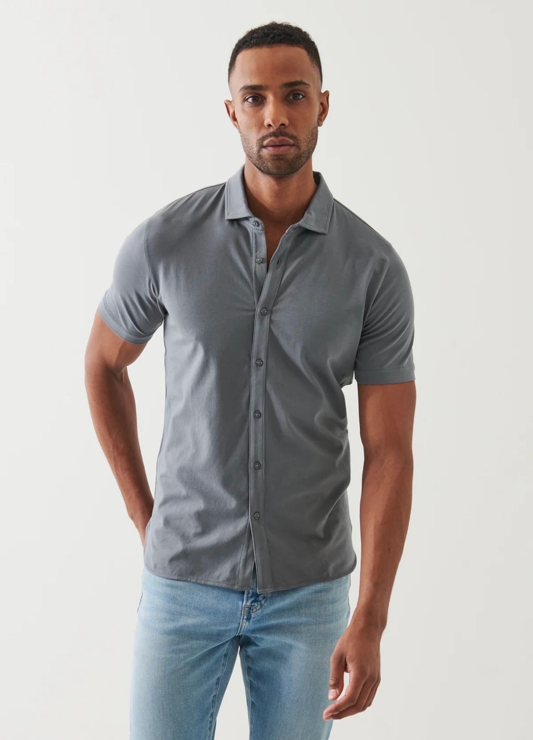 Patrick Assaraf Cement Botton Front Shirt