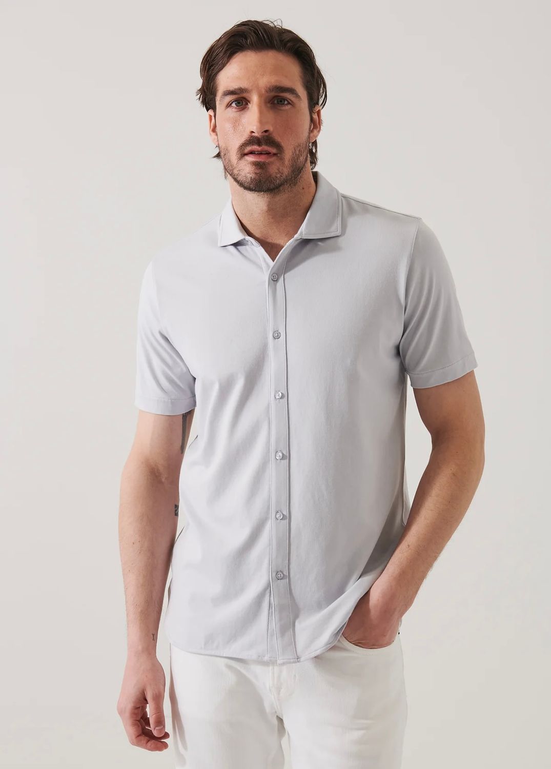 Patrick Assaraf Cool Grey Bottom Front Shirt