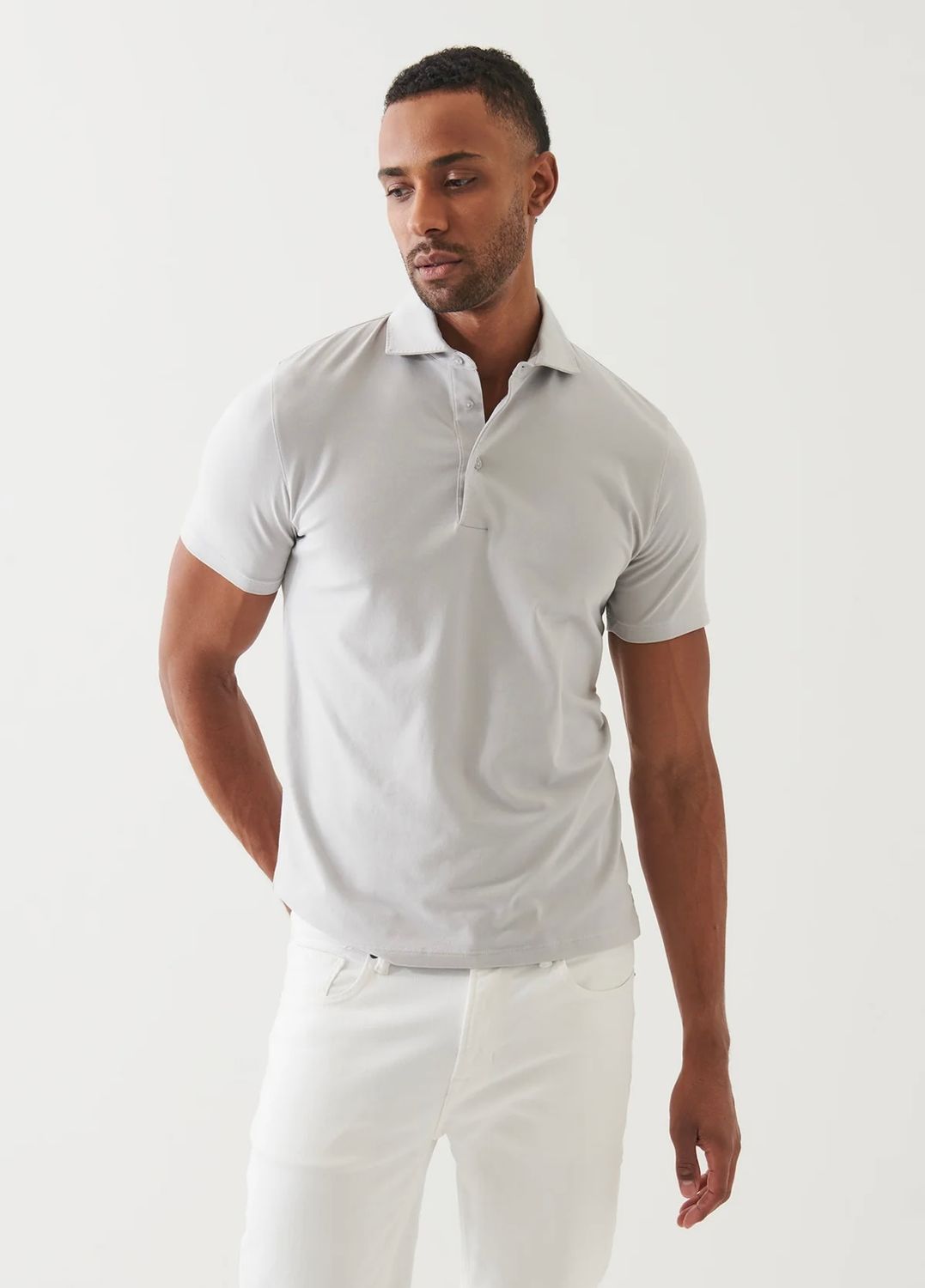 Patrick Assaraf Pima Cotton Stretch Polo Cool Grey