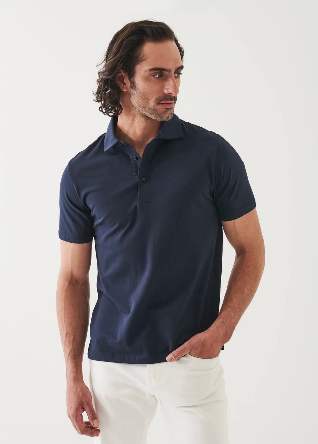 Patrick Assaraf Pima Cotton Stretch Polo Midnight