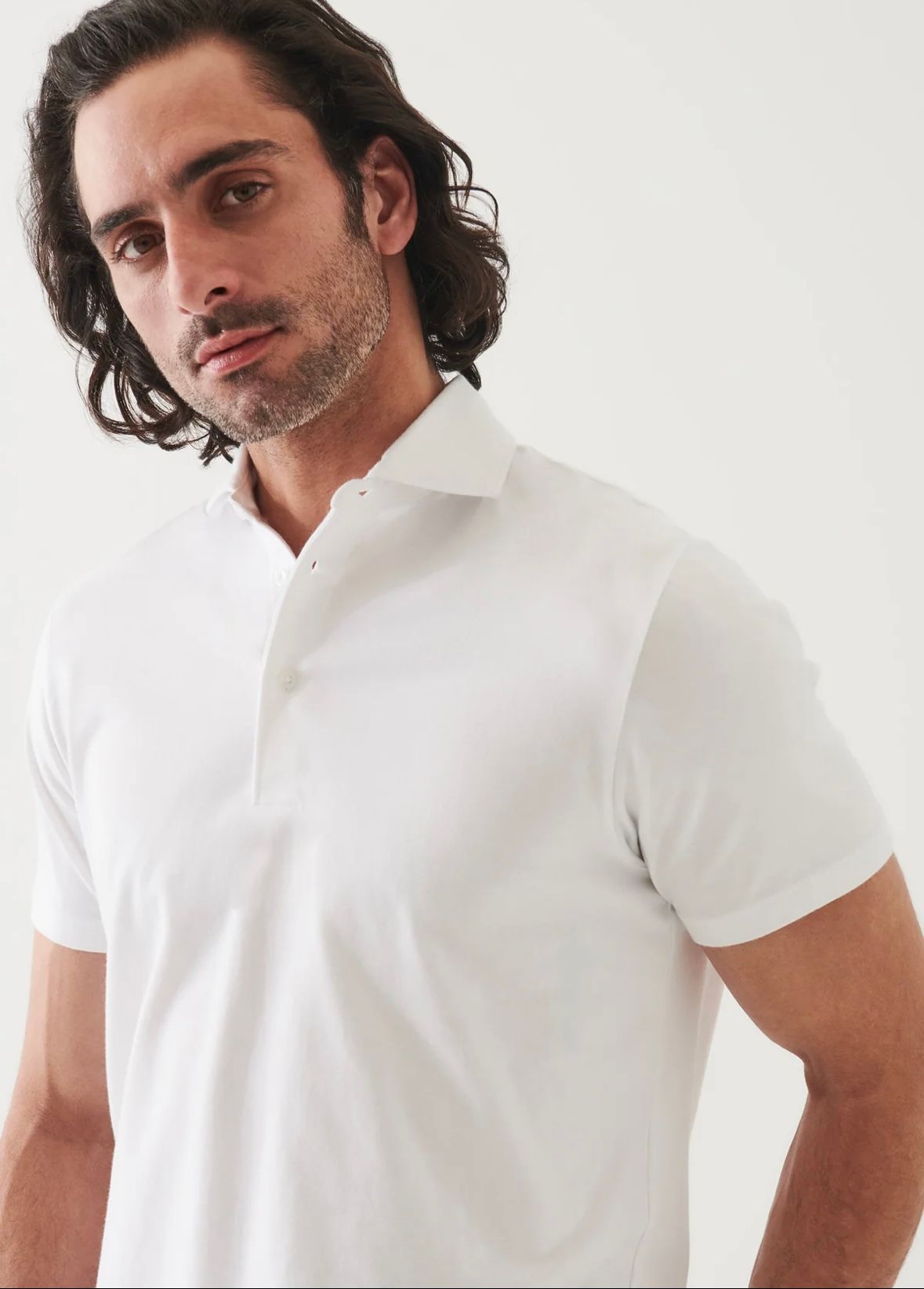 Patrick Assaraf Pima Cotton Stretch Polo White