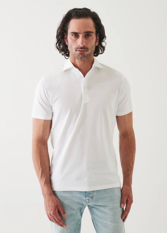 Patrick Assaraf Pima Cotton Stretch Polo White