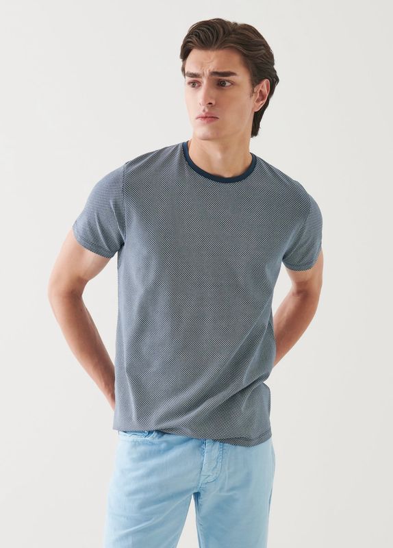 Patrtick Assaraf Pima Cotton Stretch Printed Crewneck