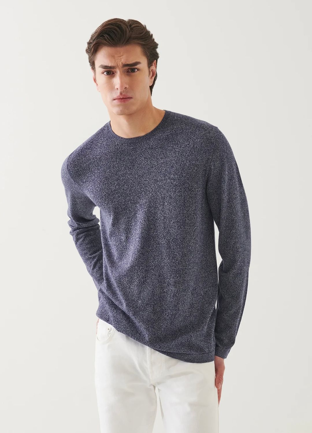 Patrick Assaraf Cotton Cupro Crewneck Blue Bottle