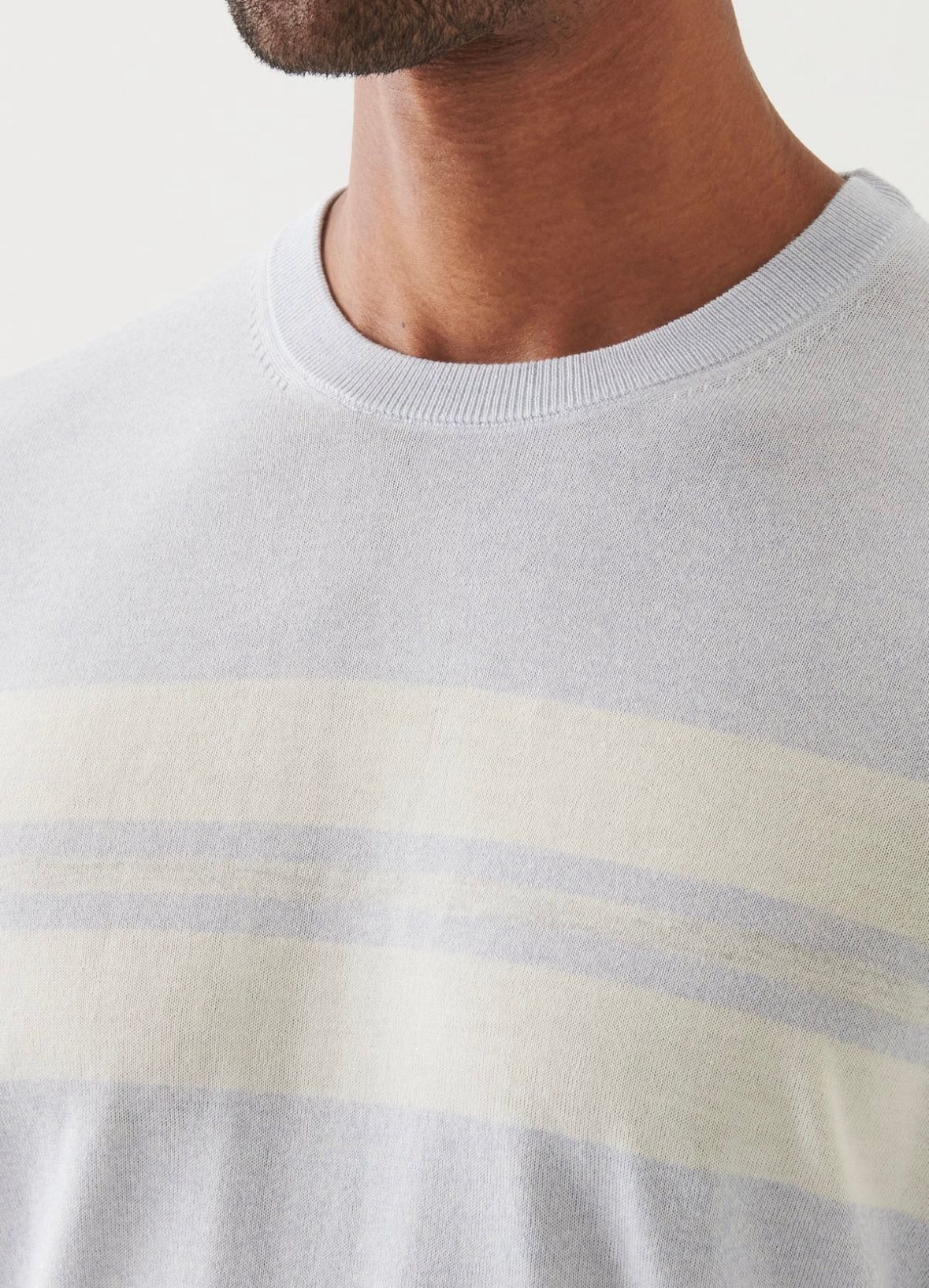 Patrick Assaraf Cotton Cupro Striped Crewneck Ocean