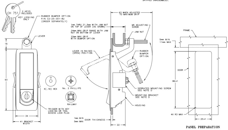 Compression Latch, Lever Latch, Key Locking
