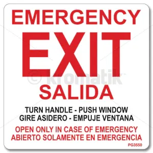 EMERGENCY EXIT DECAL (ENGLISH/