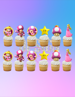 Princess Peach Cupcake Toppers