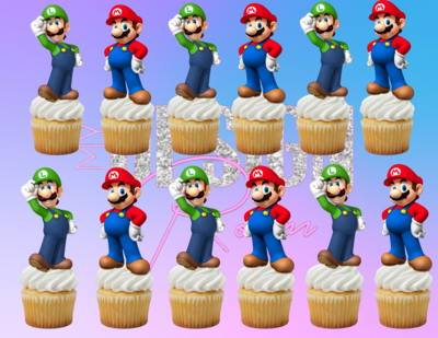 Mario and Luigi Cupcake Toppers