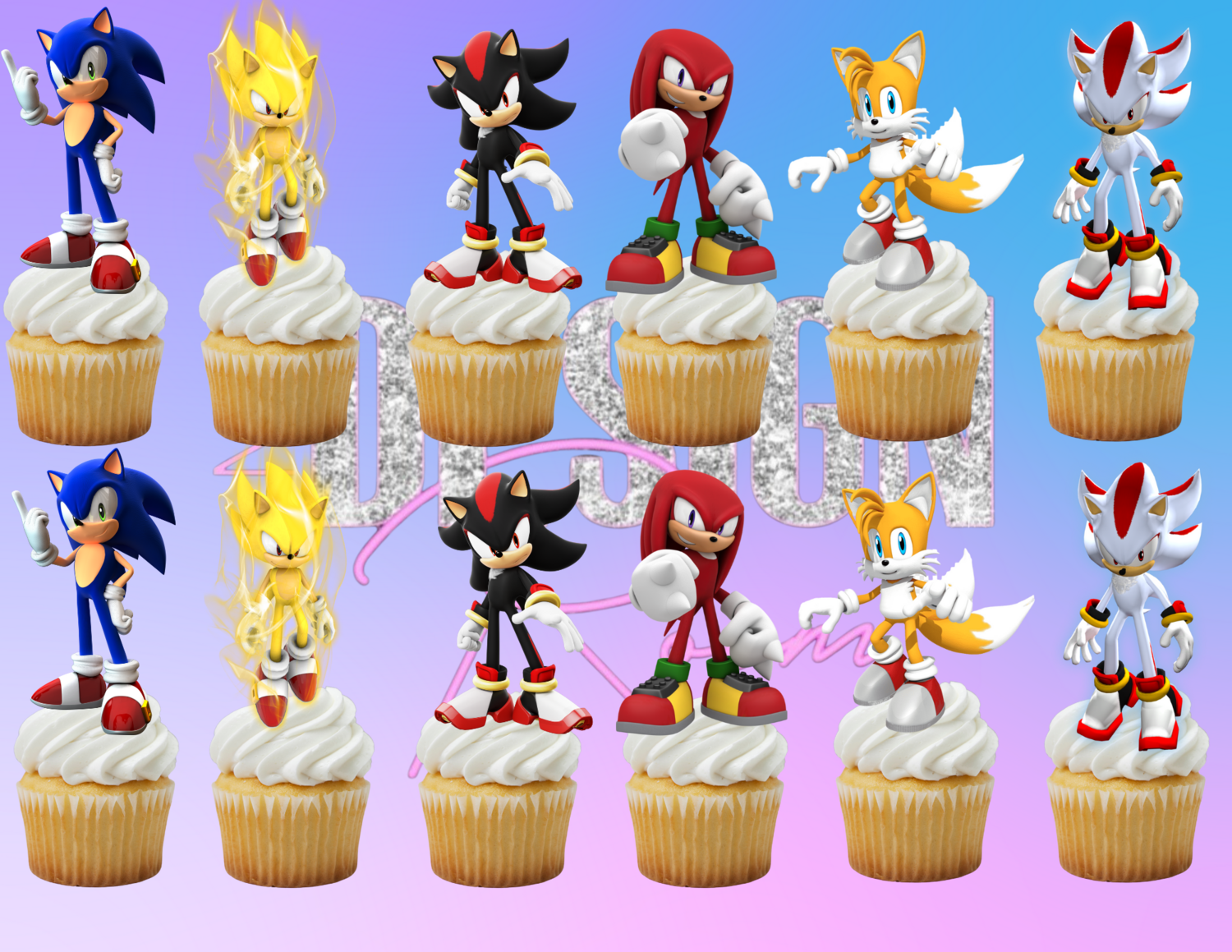 Sonic and Friends Cupcake Toppers