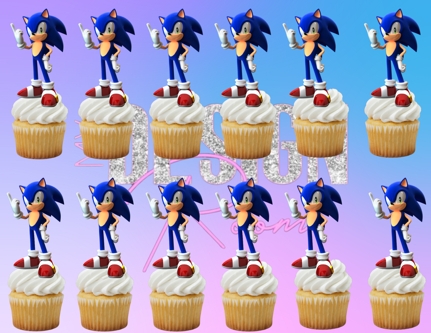 Sonic Cupcake Toppers