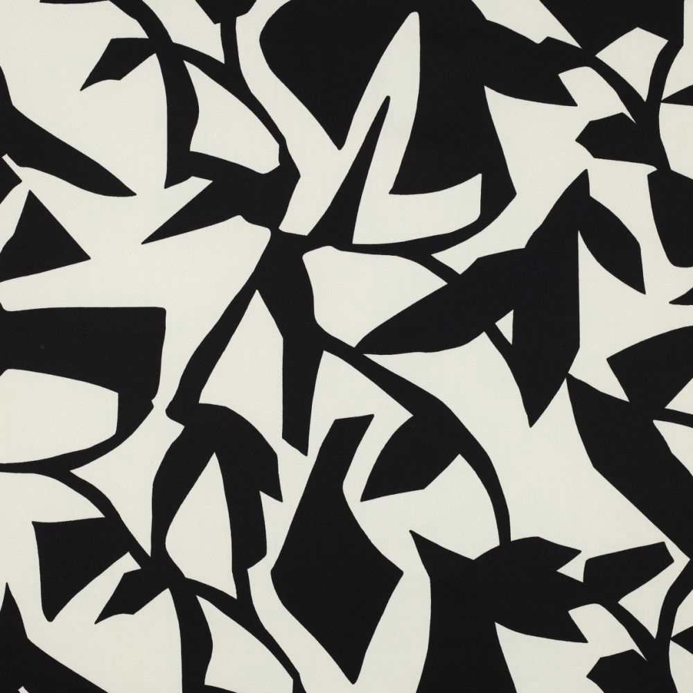 Cotton Satin Print, Colour: Abstract Black/Cream
