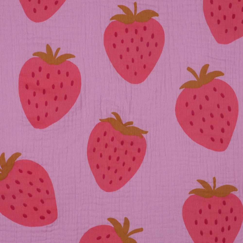 Double gauze strawberries, Colour: Pink