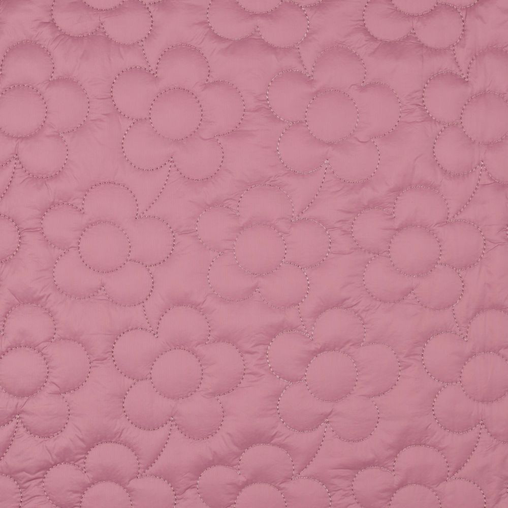 Stepped Flowers double faced Quilted dark pink