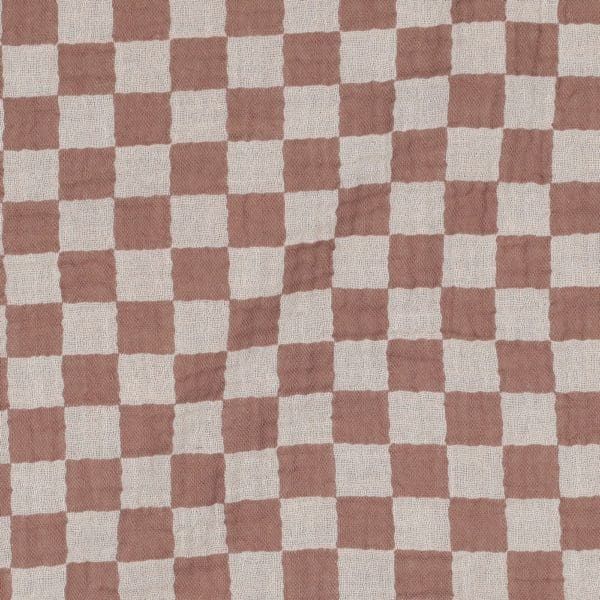 Beige/Brown Double Gauze Checkboard/ Double Sided