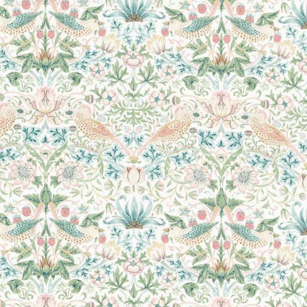 Morris &amp; Co - Leicester - Strawberry Thief - Sage &amp; Pink -7001-435