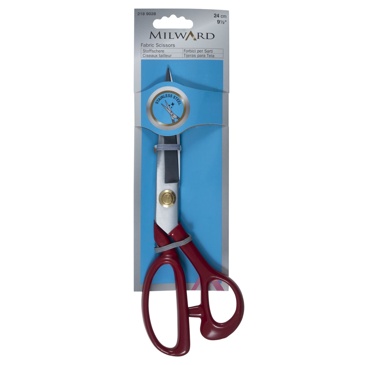 Red metal handle 24cm fabric scissors
