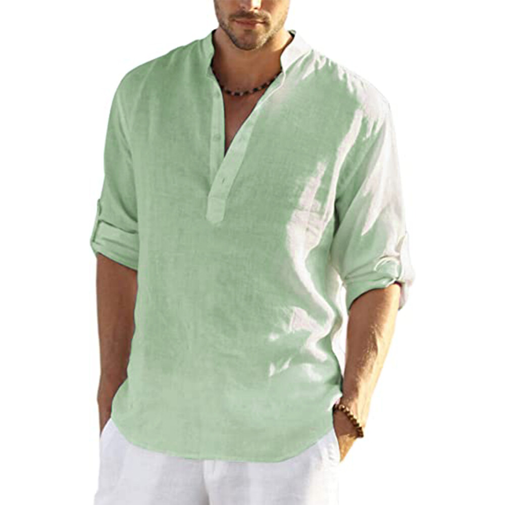 Casual Blouse Cotton Linen Shirt Loose Tops Long Sleeve Tee Shirt