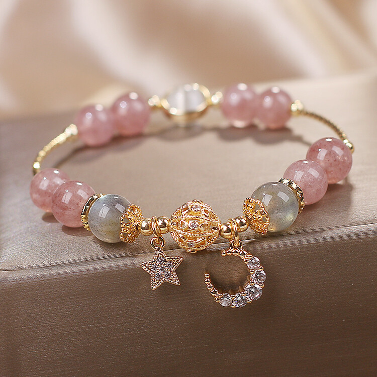 Crystal Charm Bracelet Stars &amp; Moon Luxury  Jewelry.