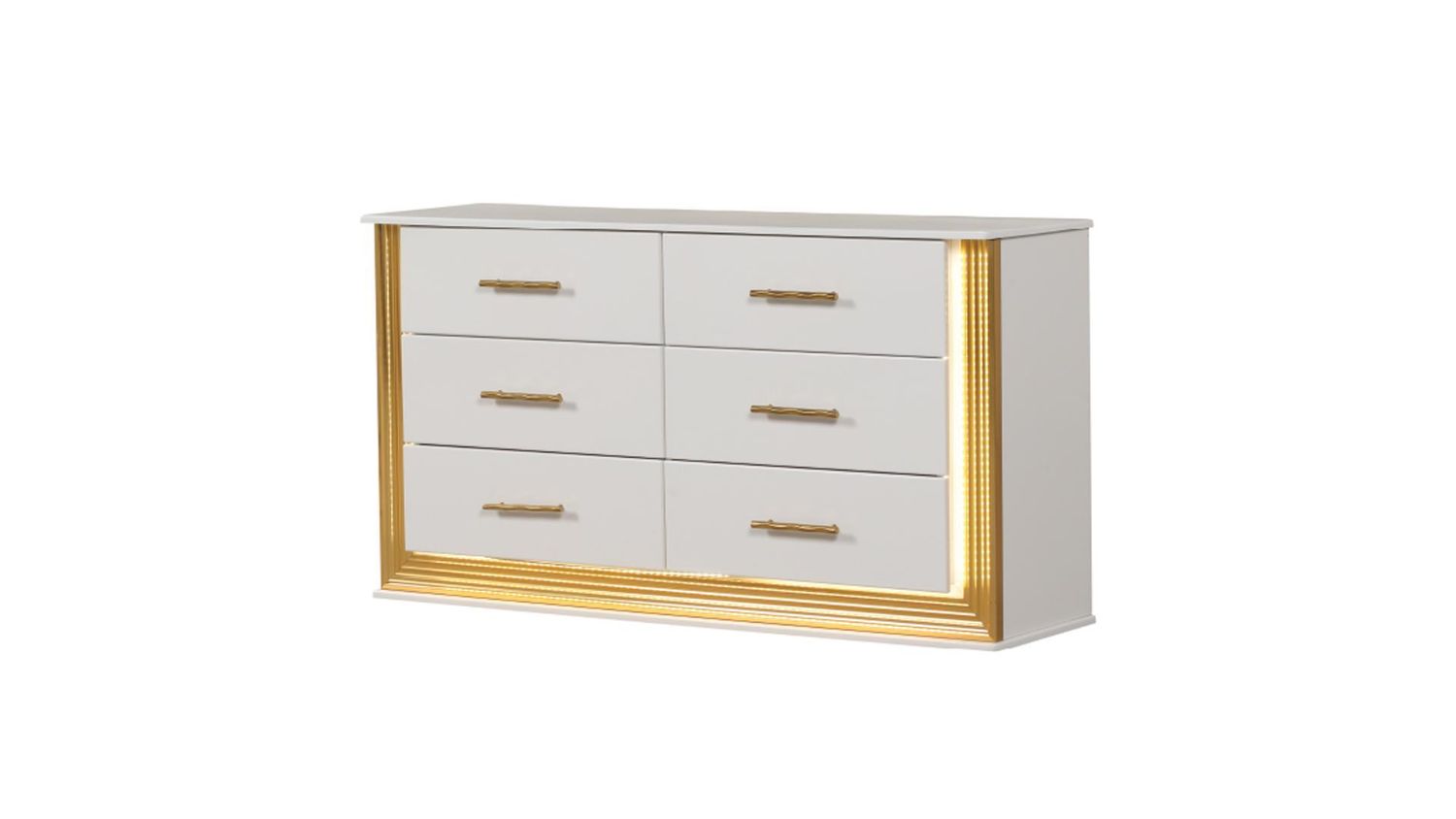 1581 Obsession Dresser in White &amp; Gold