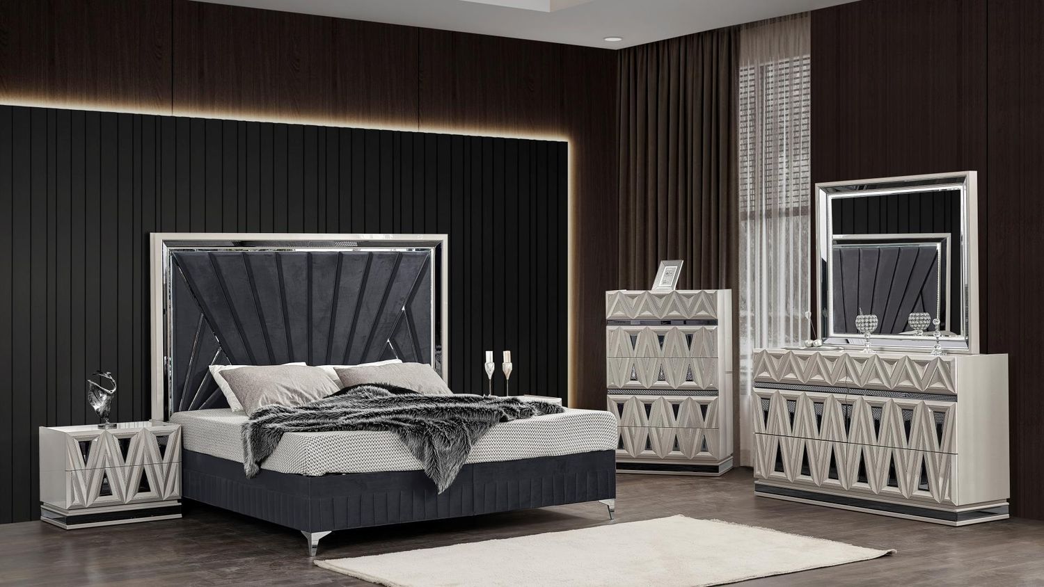 1741 Lavita Queen Bedroom Set in Gray
