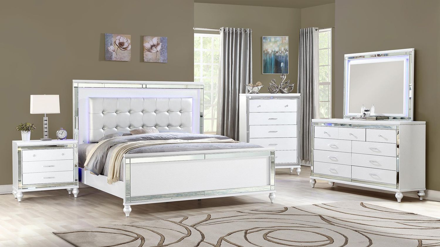 1814 Sterling Queen Bedroom Set in White