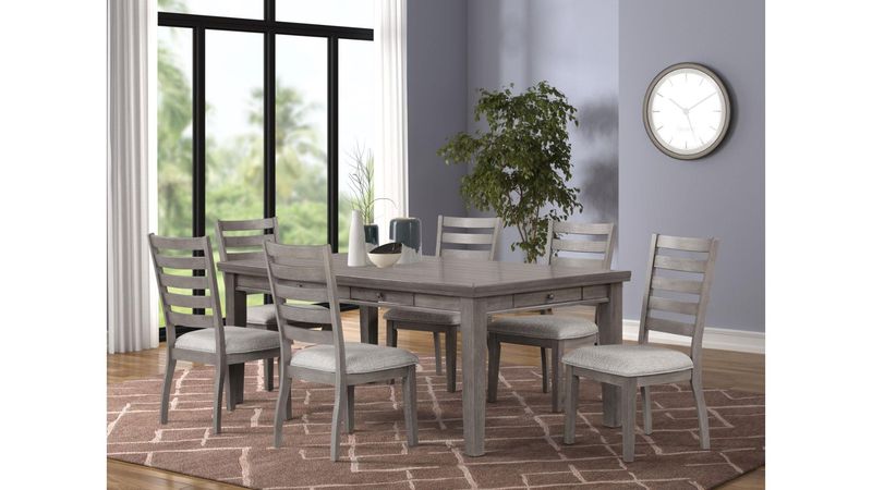 1550 Lilly Dining Table 7 PC Set in Gray