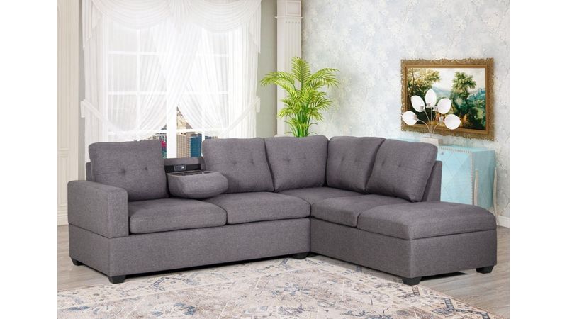 3745 Mia Sectional Sofa in Gray