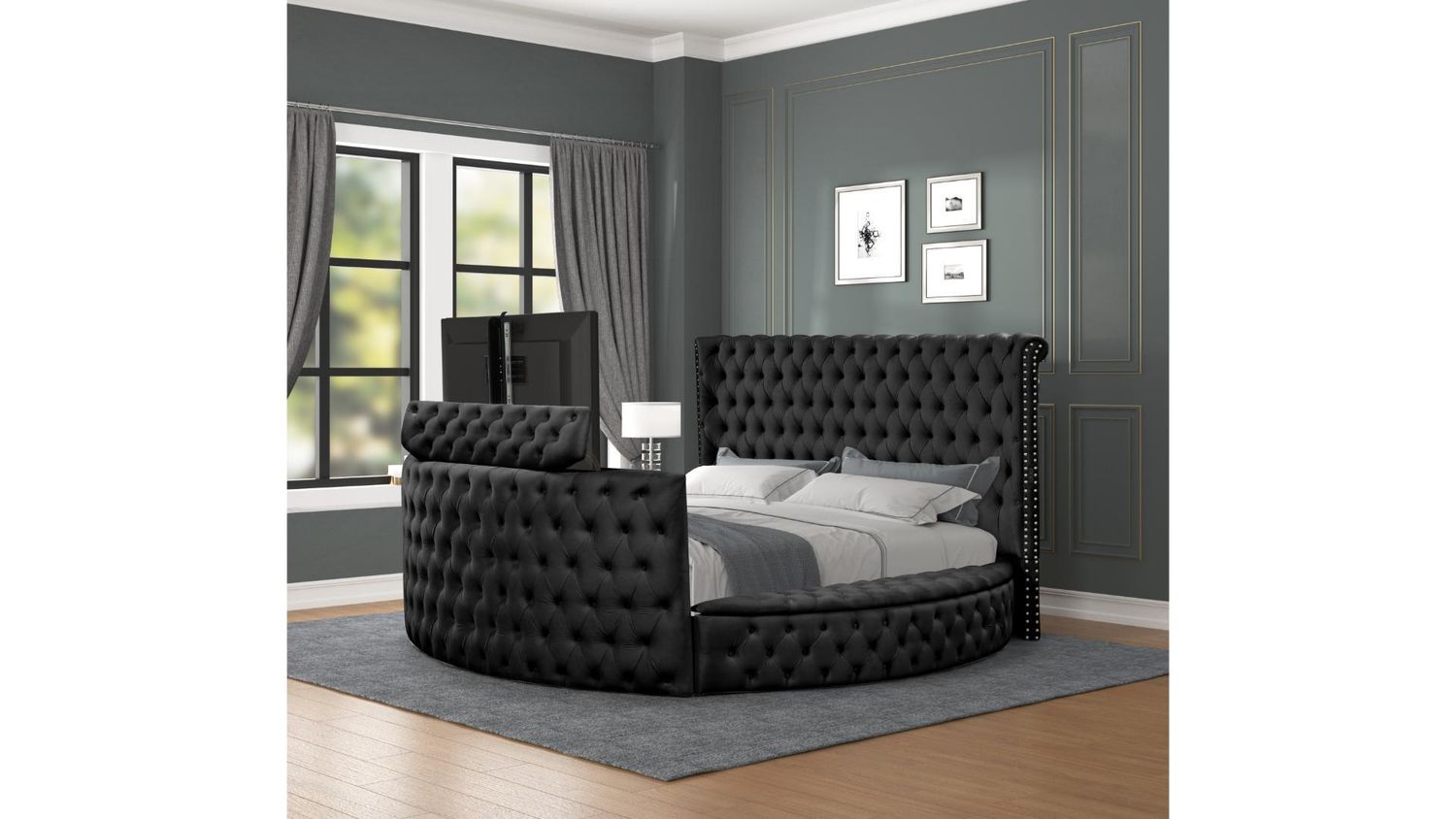 523 (Maya) TV Queen Bed in Black