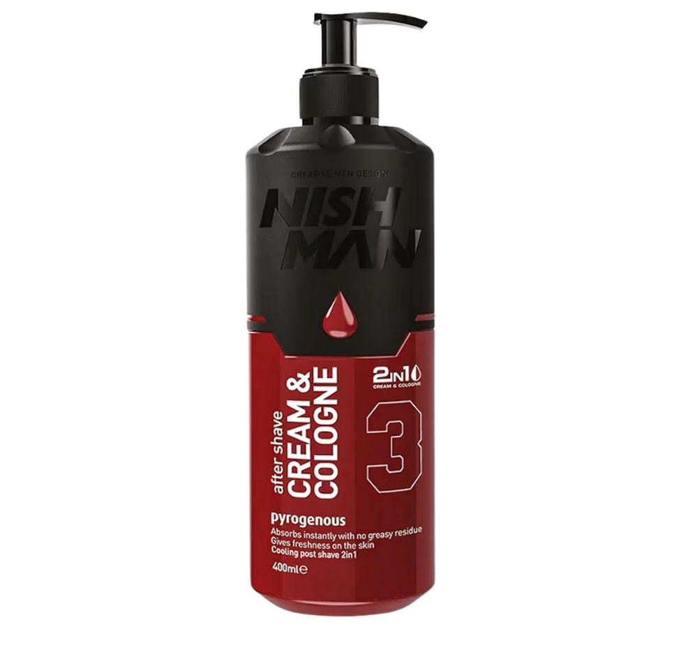 NISHMAN Crema Aftershave Cologne 03 - Pyrogenous 400ml – 2en1 Crema & Cologne, Aftershave Extra Hidratante para Hombre