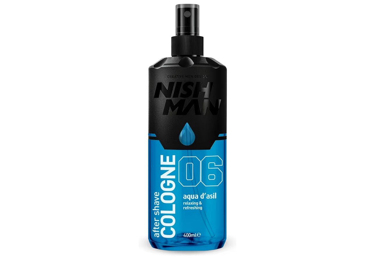 NISHMAN Aftershave Cologne 06 - Aqua D'asil 400ml – Loción Refrescante para Después del Afeitado para Hombres
