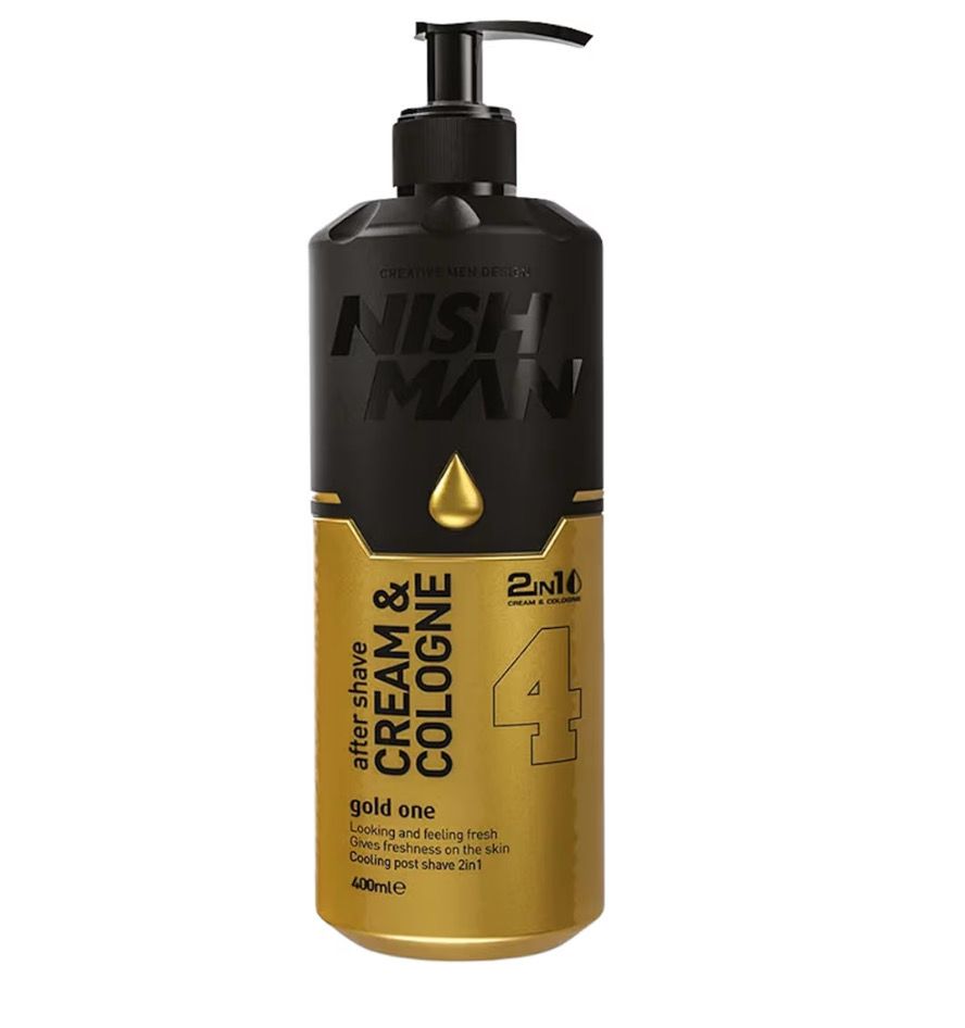 NISHMAN Crema Aftershave Cologne 04 - Gold One 400ml – 2en1 Crema & Cologne, Aftershave Extra Hidratante