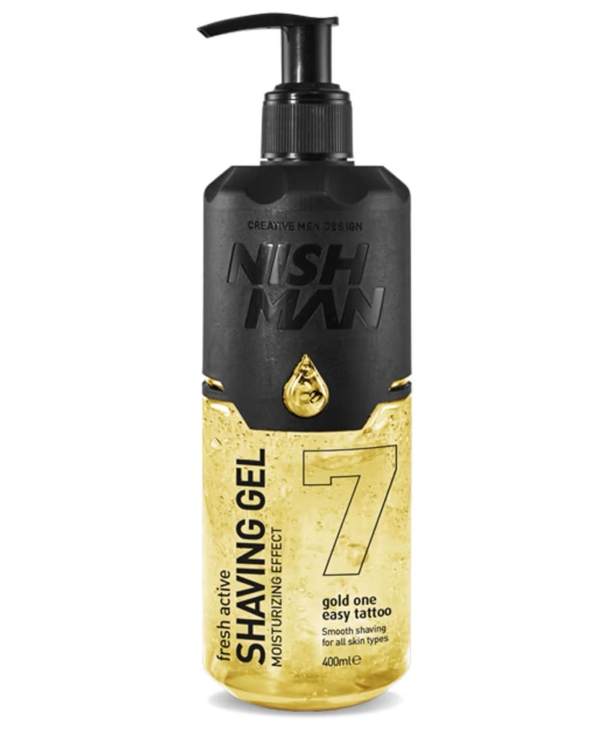 NISHMAN Gel de Afeitado 07 - Gold One 400ml - Para un Afeitado Suave, Hidratante y Nutritivo