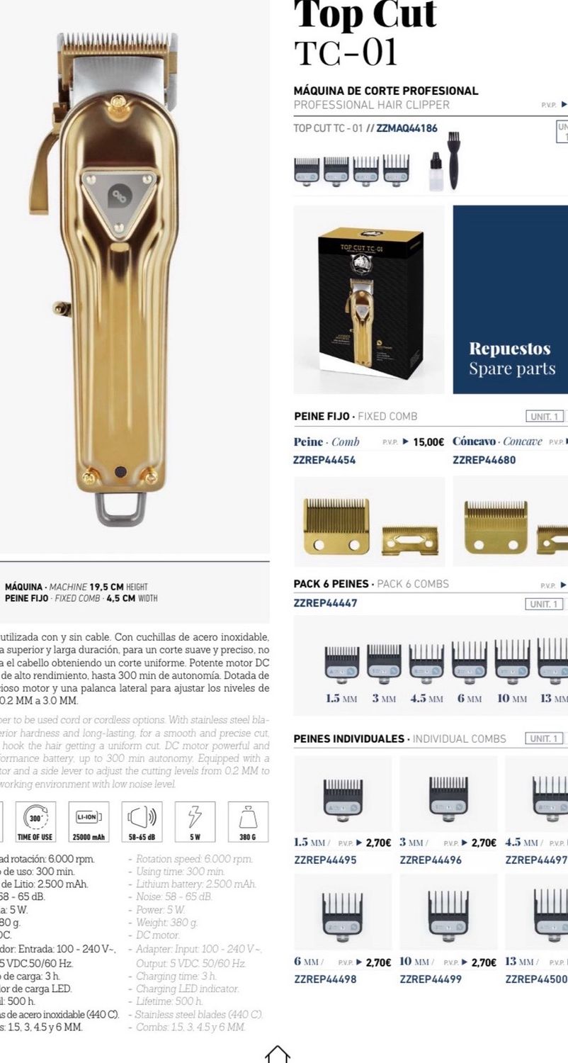 MÁQUINA DE CORTE PROFESIONAL PROFESSIONAL HAIR CLIPPER TOP CUT TC - 01 // ZZMAQ44186