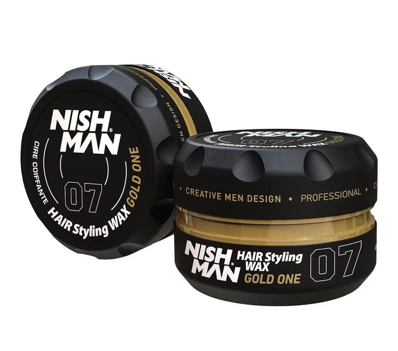 NISHMAN Cera de Peinado para Hombres 07 – Gold One 150g – Aroma Gold One – Acabado de Brillo Natural – Fijación Fuerte – Gel para el Cabello Aqua Wax – Control y Definición Duraderos