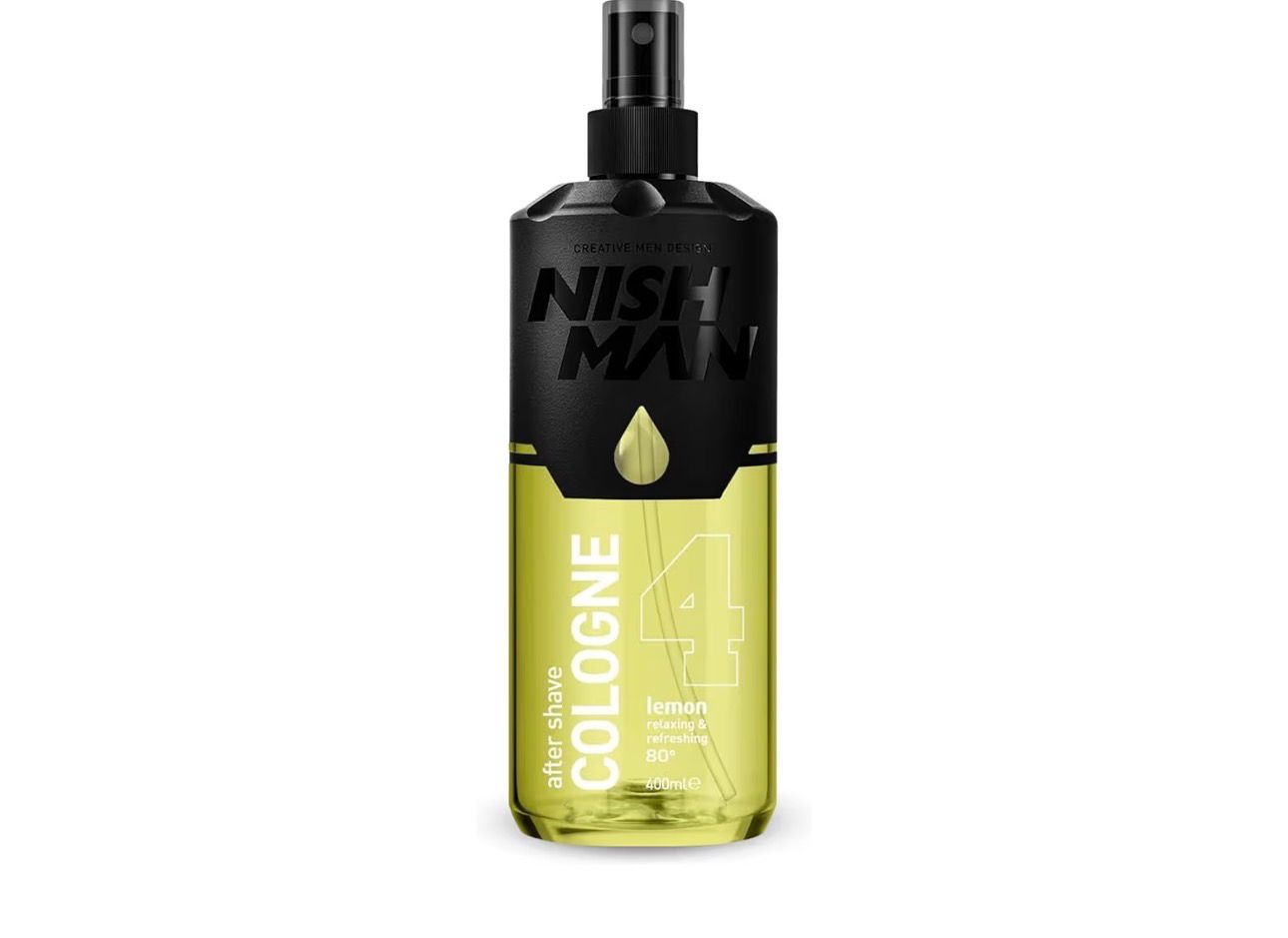 NISHMAN Aftershave Cologne 04 - Lemon 400ml – Loción Refrescante para Después del Afeitado para Hombres – Fragancia de Limón Tradicional, Eucalipto, Rosa, Almizcle – Colonia para Después del Afeitado