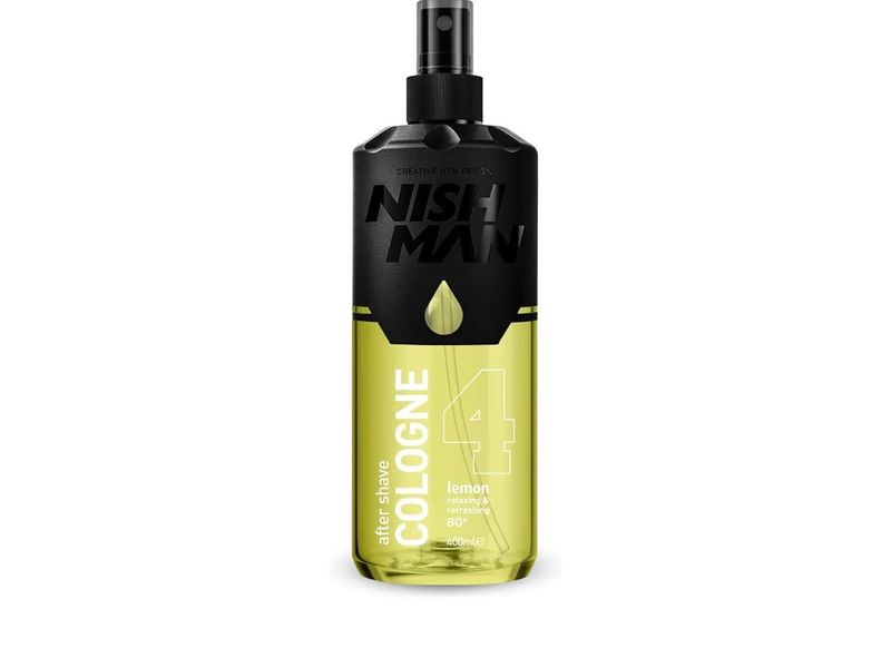 NISHMAN Aftershave Cologne 04 - Lemon 400ml – Loción Refrescante para Después del Afeitado para Hombres – Fragancia de Limón Tradicional, Eucalipto, Rosa, Almizcle – Colonia para Después del Afeitado
