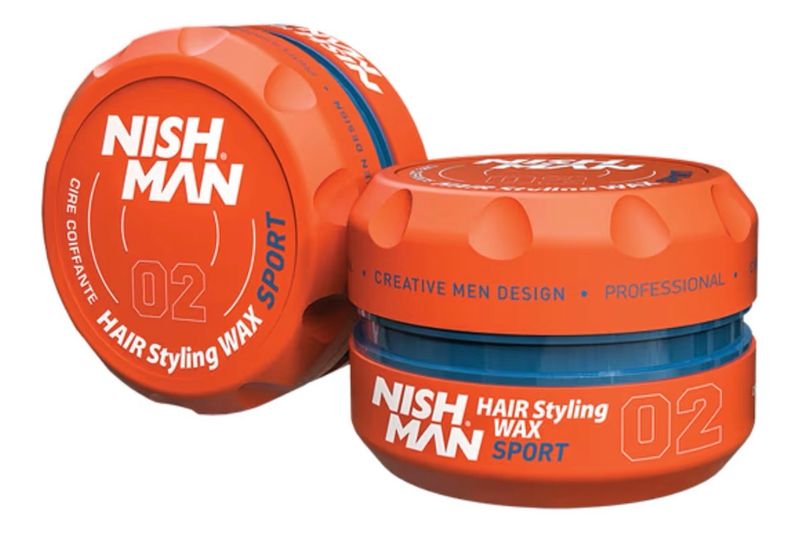 NISHMAN Cera de Peinado para Hombres 02 – Sport 150g – Aroma a Frutas Tropicales – Acabado de Brillo Natural – Fijación Fuerte – Gel para el Cabello Aqua Wax – Control y Definición Duraderos