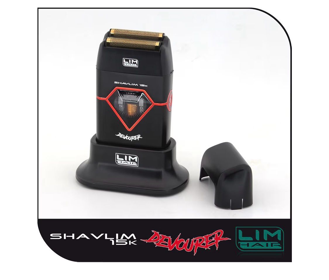 Afeitadora profesional LIM HAIR SHAVLIM 15k DEVOURER para profesionales cualificados. Motor VECTOR 15.000 rpm, Doble cuchilla Titanio hipoalergénico, ZERO Effect, Batería Litio, Sistema control par Afeitadora profesional LIM HAIR SHAVLIM 15k DEVOURER para profesionales cualificados. Motor VECTOR 15.000 rpm, Doble cuchilla Titanio hipoalergénico, ZERO Effect, Batería Litio, Sistema control par
