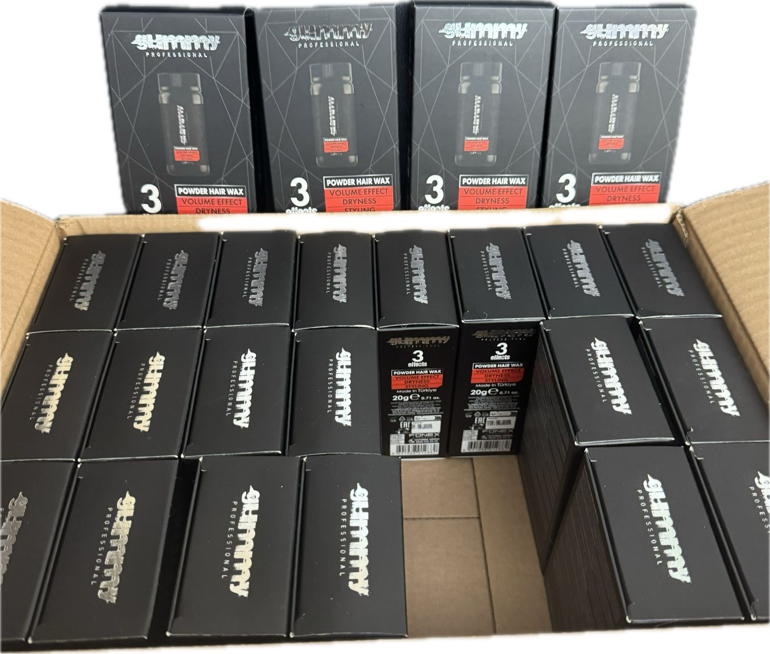 (24 unidades)Gummy Powder Wax Volume Effect 20 g – Polvo para dar volumen y agarre – Acabado mate, efecto antigrasa, agarre extrafuerte,