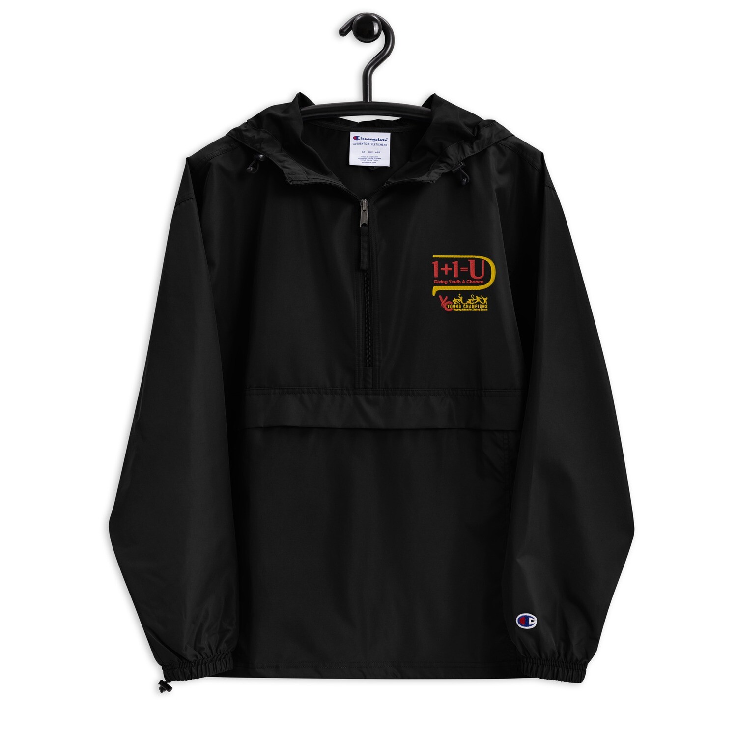 1+1=U Embroidered Champion Packable Jacket