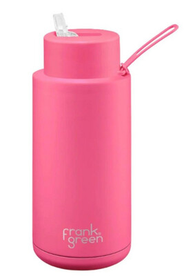 Frank Green Limited Edition Ceramic Reusable Bottle - 34oz / 1000mL - Neon Pink