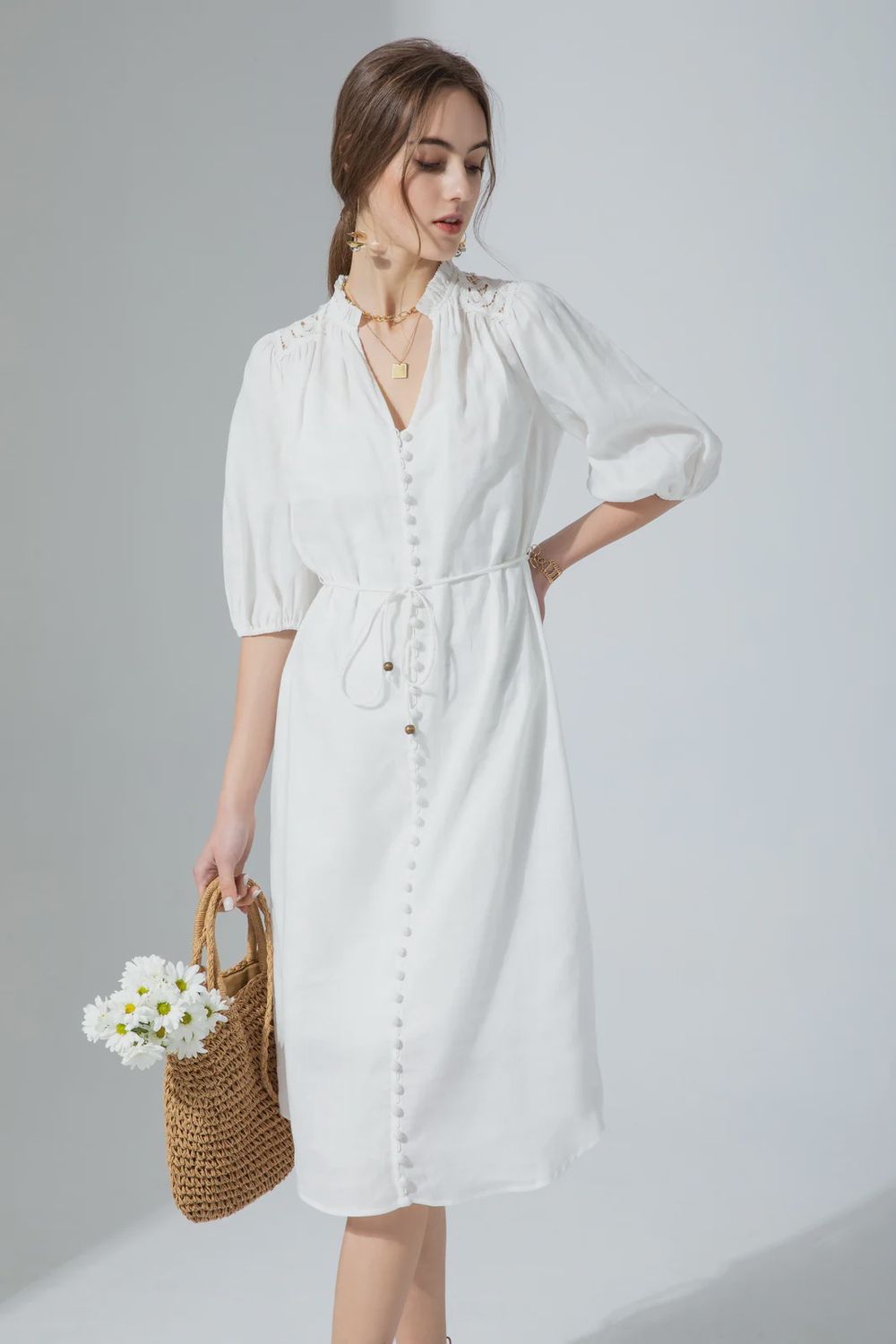 Edda Linen Lace Dress