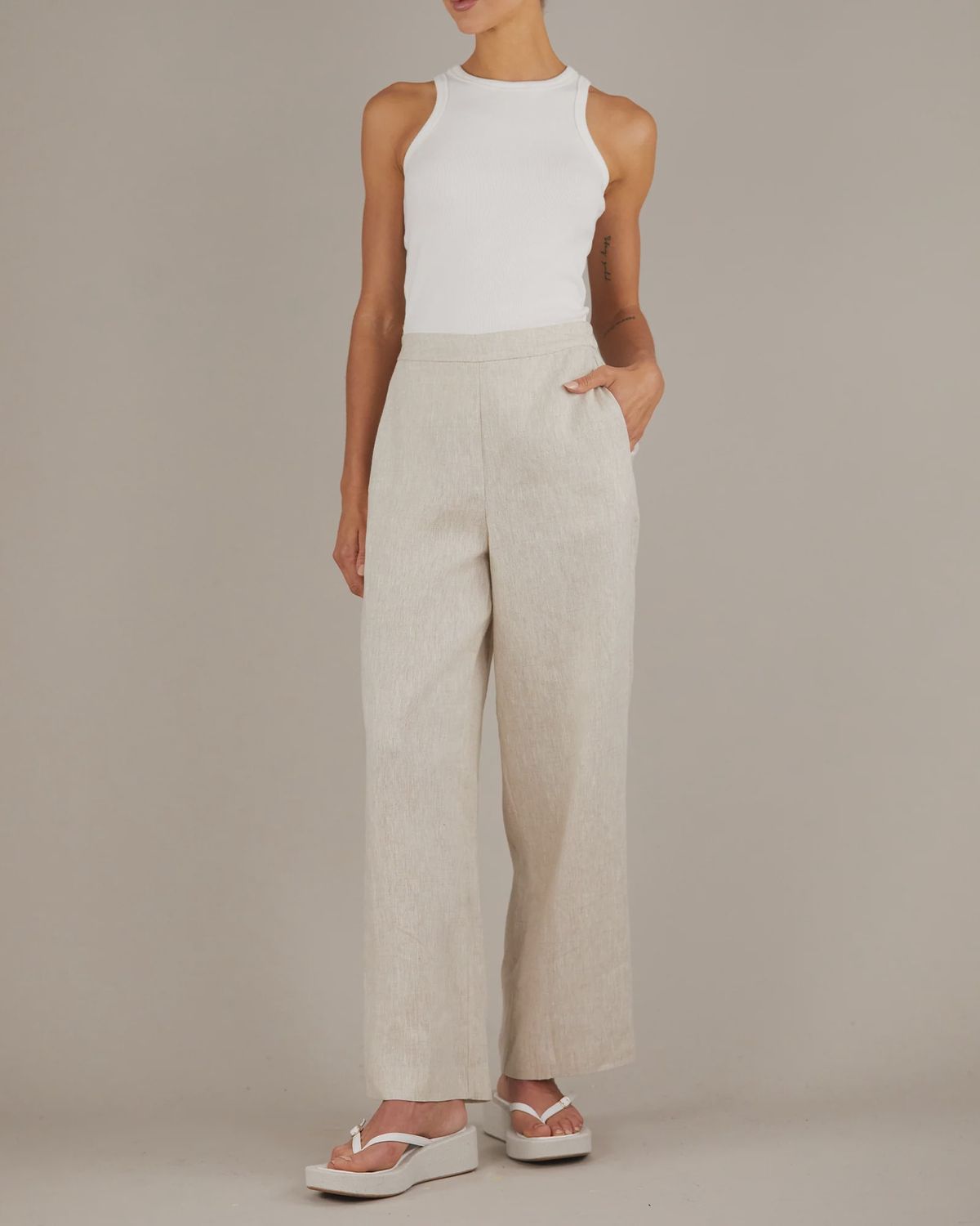Mabel Linen Pant - Natural