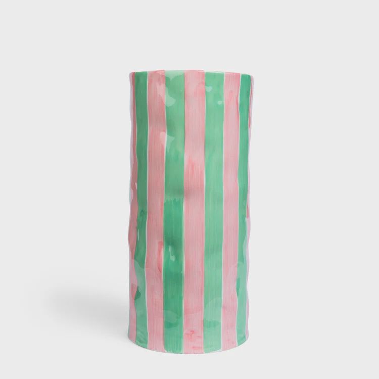 Small Vase - Green &amp; Pink Stripe